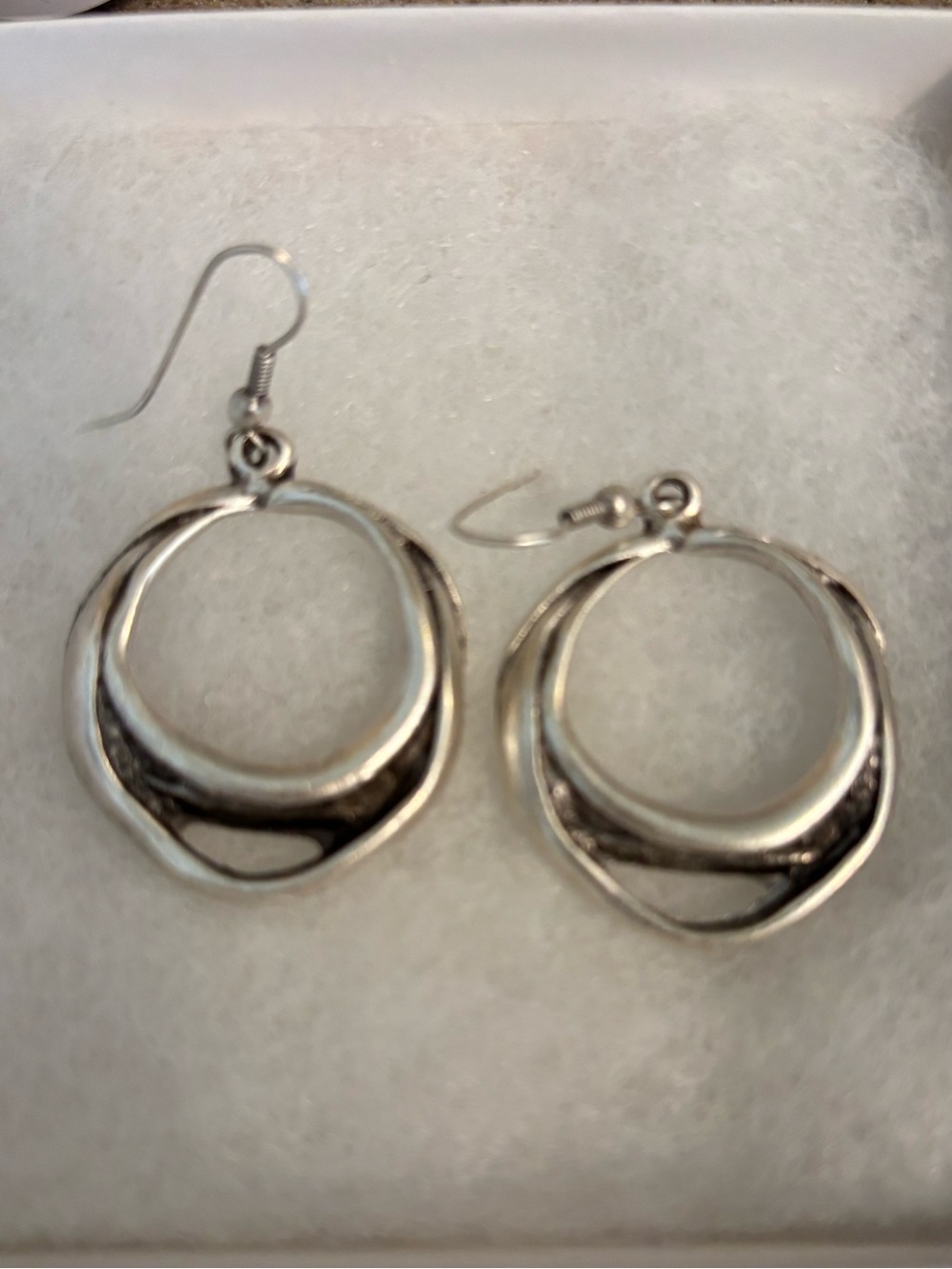 Silver-Tone Double Circle Dangle Earrings | Modern Geometric